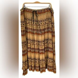 Sag Harbor Broomstick Skirt Size 1X Bird Print Peasant Western Bohemian Gypsy